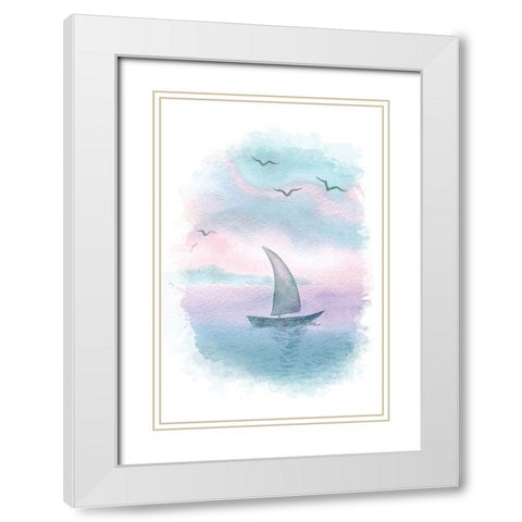 Sailboat Landscape I White Modern Wood Framed Art Print with Double Matting by Fay, Mela