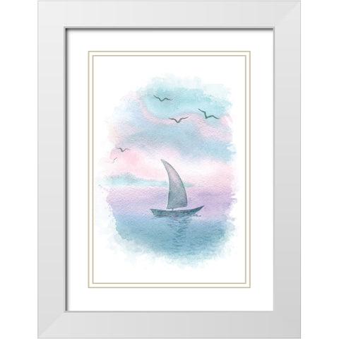 Sailboat Landscape I White Modern Wood Framed Art Print with Double Matting by Fay, Mela