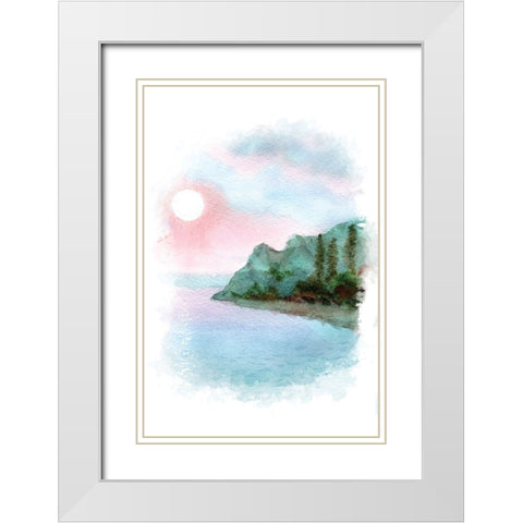 Sailboat Landscape II White Modern Wood Framed Art Print with Double Matting by Fay, Mela