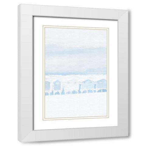 Blue Coastal Shacks II White Modern Wood Framed Art Print with Double Matting by Fay, Mela