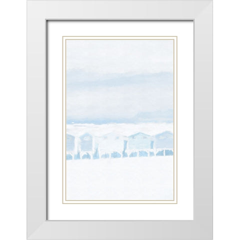 Blue Coastal Shacks II White Modern Wood Framed Art Print with Double Matting by Fay, Mela