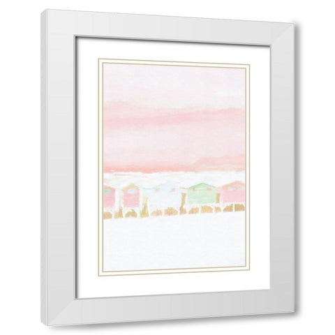 Pink Coastal Shacks II White Modern Wood Framed Art Print with Double Matting by Fay, Mela