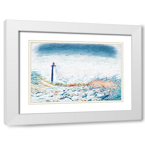 Lighthouse View White Modern Wood Framed Art Print with Double Matting by Fay, Mela