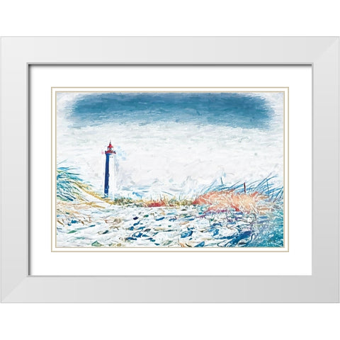 Lighthouse View White Modern Wood Framed Art Print with Double Matting by Fay, Mela