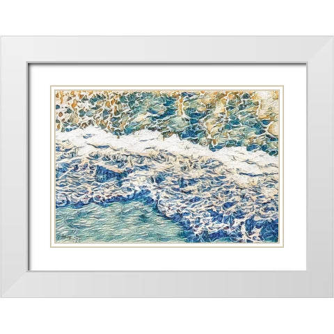 Wave I White Modern Wood Framed Art Print with Double Matting by Fay, Mela