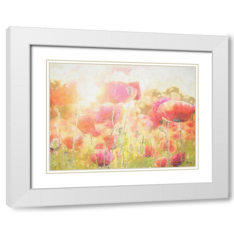 Poppy I White Modern Wood Framed Art Print with Double Matting by Fay, Mela