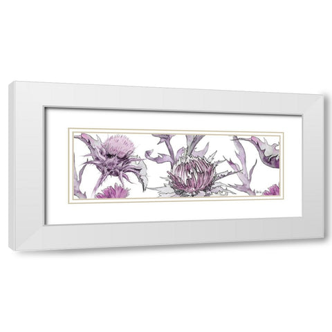 Thistle Zoom in Lavender White Modern Wood Framed Art Print with Double Matting by Fay, Mela