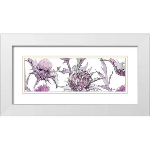 Thistle Zoom in Lavender White Modern Wood Framed Art Print with Double Matting by Fay, Mela