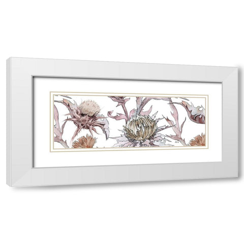 Thistle Zoom in Yellow White Modern Wood Framed Art Print with Double Matting by Fay, Mela
