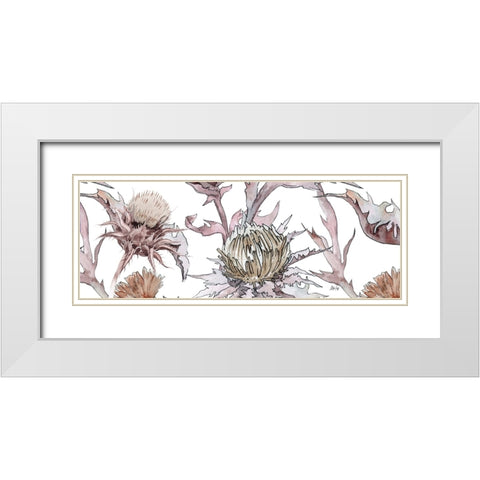 Thistle Zoom in Yellow White Modern Wood Framed Art Print with Double Matting by Fay, Mela