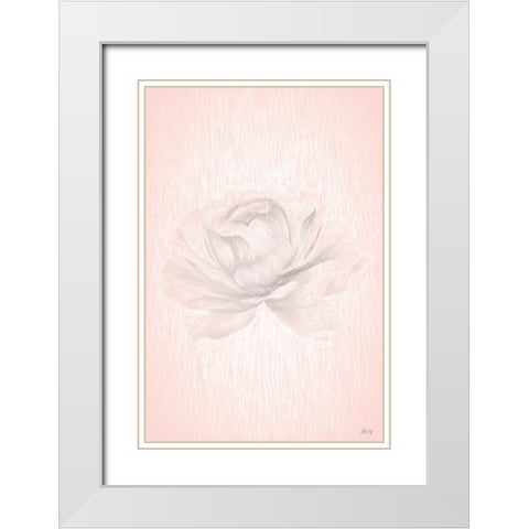 Orange Rose White Modern Wood Framed Art Print with Double Matting by Fay, Mela