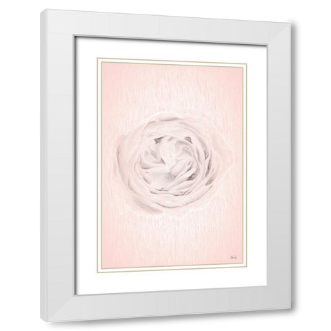 Powder Rose White Modern Wood Framed Art Print with Double Matting by Fay, Mela
