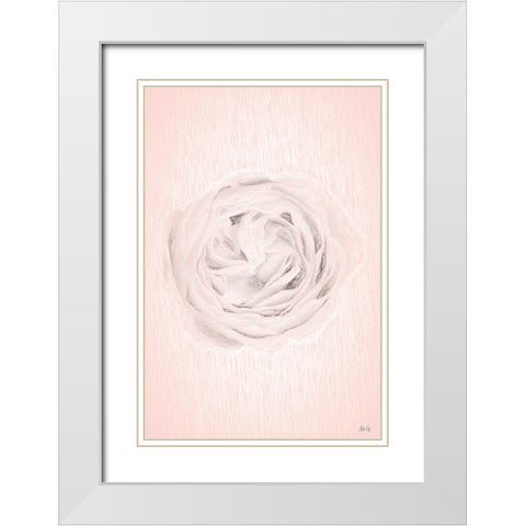 Powder Rose White Modern Wood Framed Art Print with Double Matting by Fay, Mela