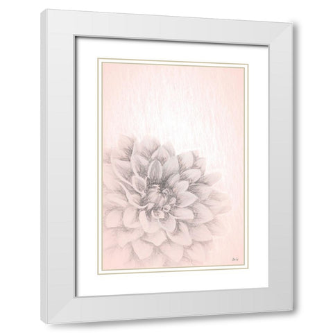 Blue Chrysanthemum White Modern Wood Framed Art Print with Double Matting by Fay, Mela