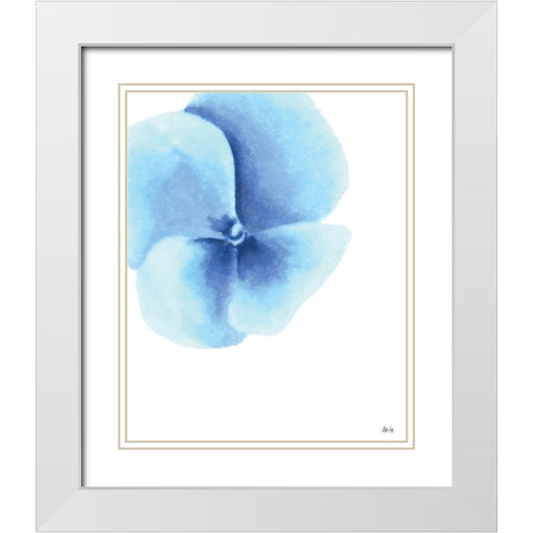 Blue Pansy II White Modern Wood Framed Art Print with Double Matting by Fay, Mela