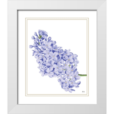 Lilac Flower White Modern Wood Framed Art Print with Double Matting by Fay, Mela