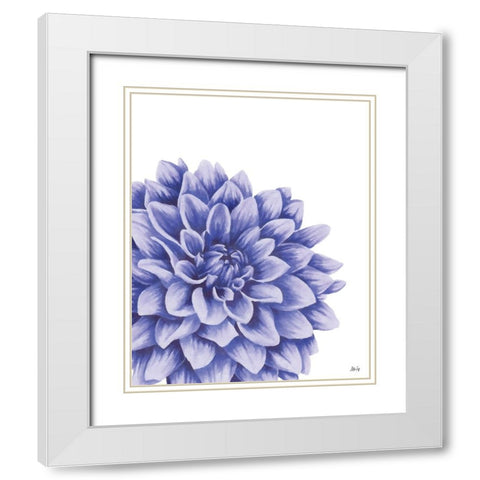 Blue Chrysanthemum II White Modern Wood Framed Art Print with Double Matting by Fay, Mela