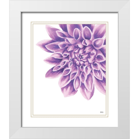 Purple Chrysanthemum White Modern Wood Framed Art Print with Double Matting by Fay, Mela