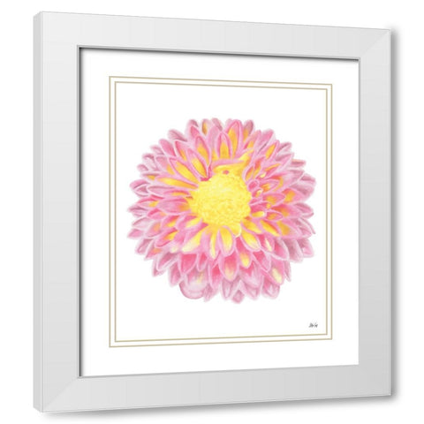 Pink Chrysanthemum White Modern Wood Framed Art Print with Double Matting by Fay, Mela
