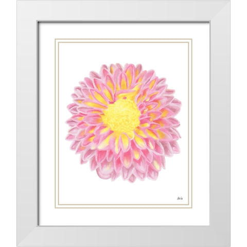 Pink Chrysanthemum White Modern Wood Framed Art Print with Double Matting by Fay, Mela