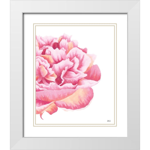 Pink Rose White Modern Wood Framed Art Print with Double Matting by Fay, Mela