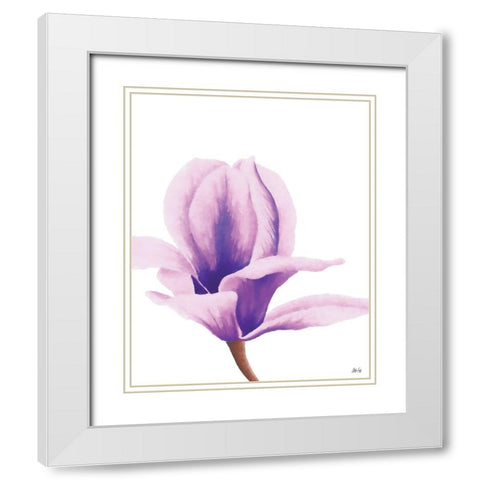Purple Orchid White Modern Wood Framed Art Print with Double Matting by Fay, Mela