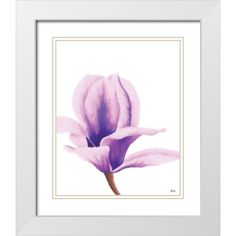 Purple Orchid White Modern Wood Framed Art Print with Double Matting by Fay, Mela