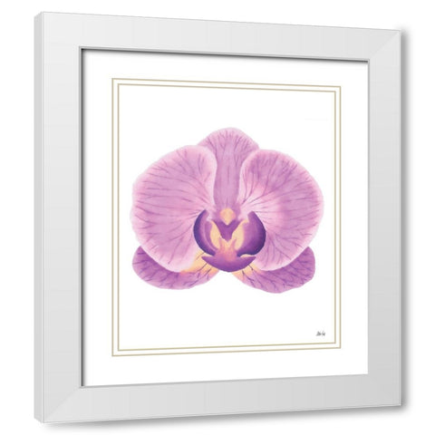 Purple Orchid II White Modern Wood Framed Art Print with Double Matting by Fay, Mela