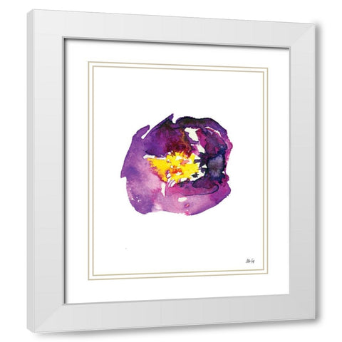 Purple Flower I White Modern Wood Framed Art Print with Double Matting by Fay, Mela