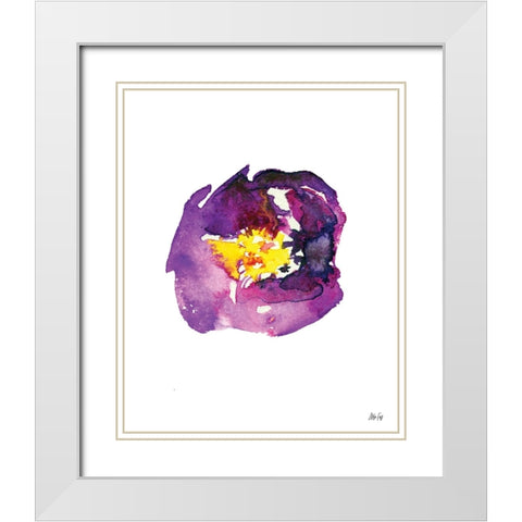 Purple Flower I White Modern Wood Framed Art Print with Double Matting by Fay, Mela