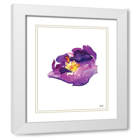 Purple Flower II White Modern Wood Framed Art Print with Double Matting by Fay, Mela