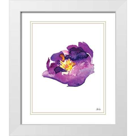 Purple Flower II White Modern Wood Framed Art Print with Double Matting by Fay, Mela