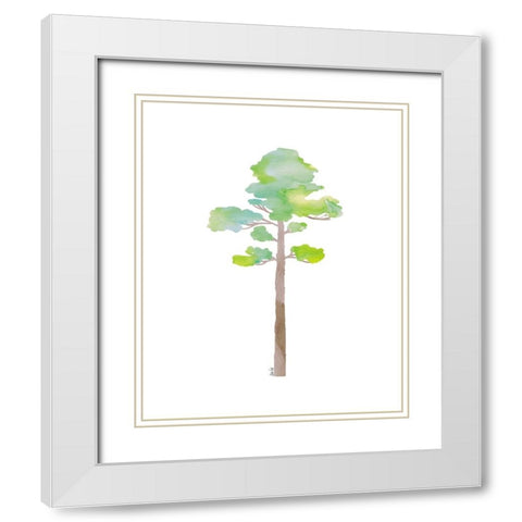 Green Tree V White Modern Wood Framed Art Print with Double Matting by Fay, Mela