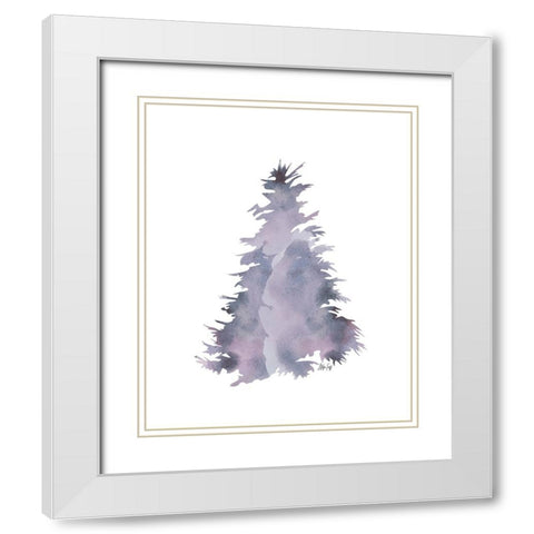 Purple Tree I White Modern Wood Framed Art Print with Double Matting by Fay, Mela