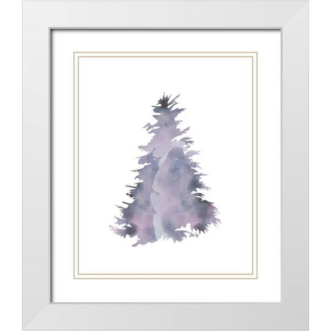 Purple Tree I White Modern Wood Framed Art Print with Double Matting by Fay, Mela