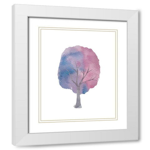 Purple Tree II White Modern Wood Framed Art Print with Double Matting by Fay, Mela