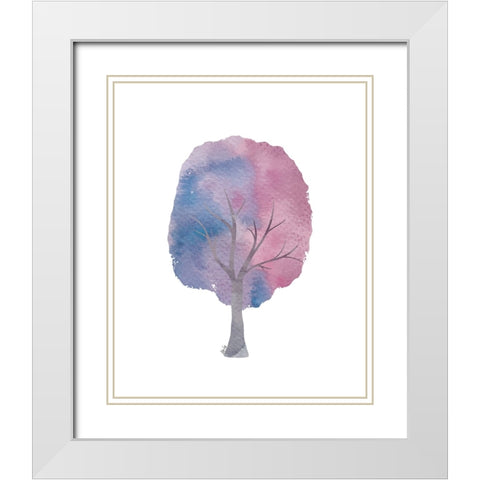 Purple Tree II White Modern Wood Framed Art Print with Double Matting by Fay, Mela
