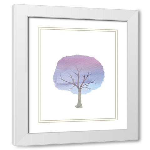 Purple Tree III White Modern Wood Framed Art Print with Double Matting by Fay, Mela