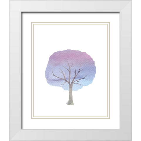 Purple Tree III White Modern Wood Framed Art Print with Double Matting by Fay, Mela