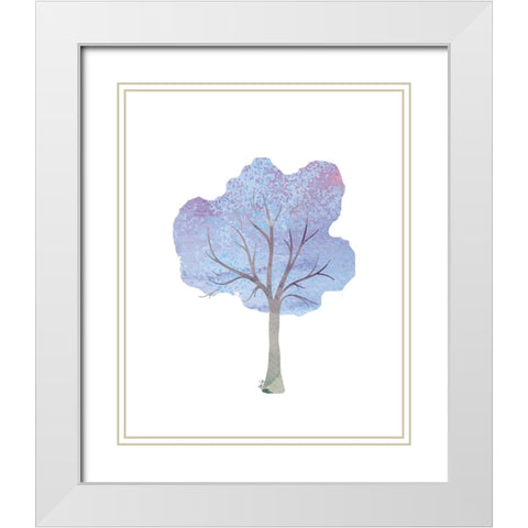 Purple Tree IV White Modern Wood Framed Art Print with Double Matting by Fay, Mela