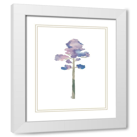 Purple Tree V White Modern Wood Framed Art Print with Double Matting by Fay, Mela