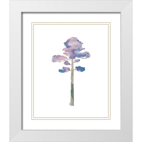Purple Tree V White Modern Wood Framed Art Print with Double Matting by Fay, Mela
