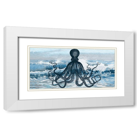 Octopus White Modern Wood Framed Art Print with Double Matting by Fay, Mela