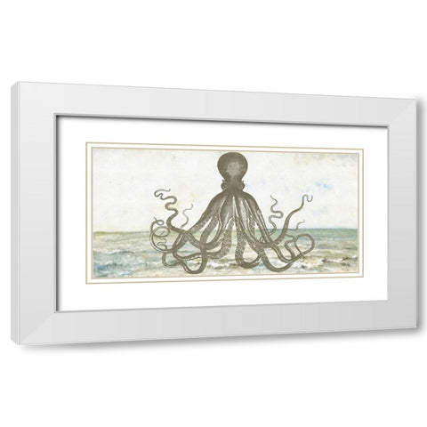 Octopus II White Modern Wood Framed Art Print with Double Matting by Fay, Mela
