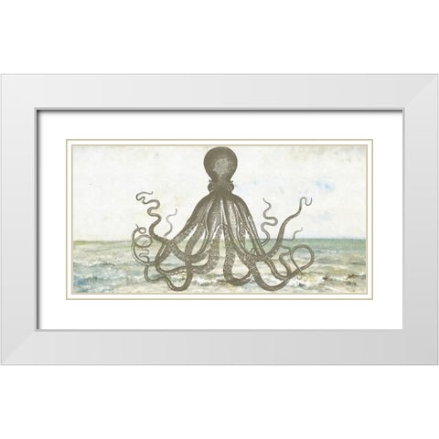 Octopus II White Modern Wood Framed Art Print with Double Matting by Fay, Mela