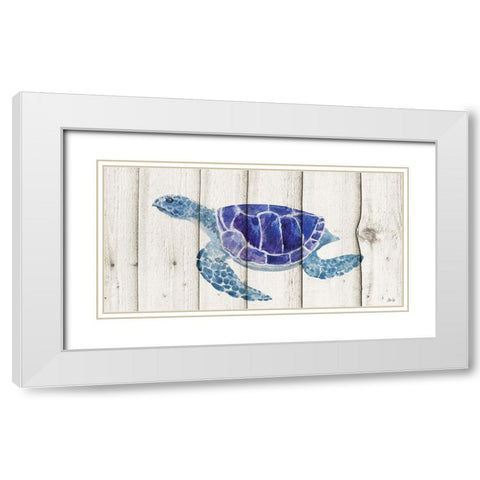 Turtle White Modern Wood Framed Art Print with Double Matting by Fay, Mela