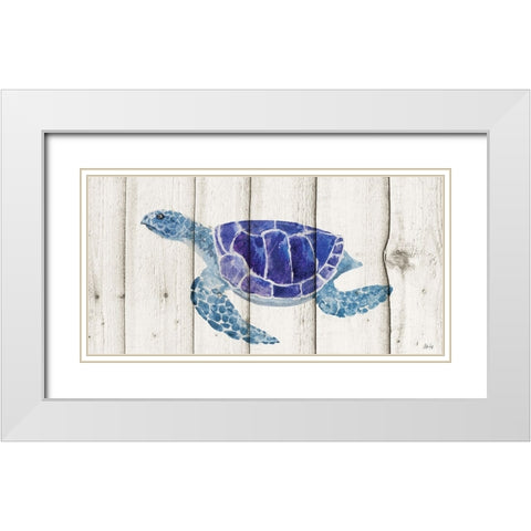Turtle White Modern Wood Framed Art Print with Double Matting by Fay, Mela