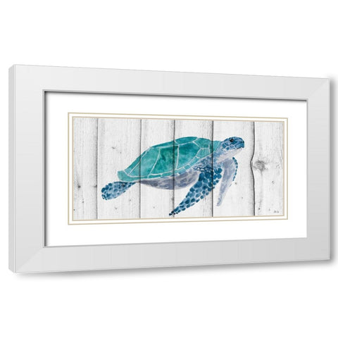 Turtle II White Modern Wood Framed Art Print with Double Matting by Fay, Mela