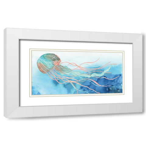 Jellyfish White Modern Wood Framed Art Print with Double Matting by Fay, Mela