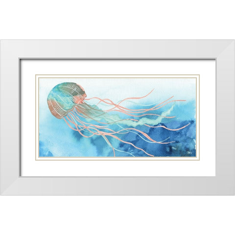 Jellyfish White Modern Wood Framed Art Print with Double Matting by Fay, Mela